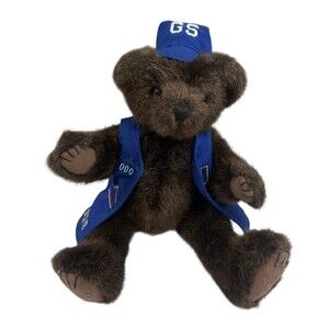 MARY MEYER VTG 1993 DARK BROWN Jointed Girl Scout Teddy Bear Stuffed Animal